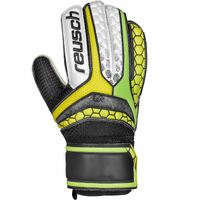 Soccer Goal Keeper Gloves Reusch Pulse SG Green Gecko / Safety Yellow Size 8