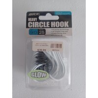 BKK Heavy Circle Hook 25 Pack Glow 9/0