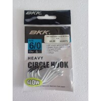 BKK Heavy Circle Hooks Glow 6/0 PK6